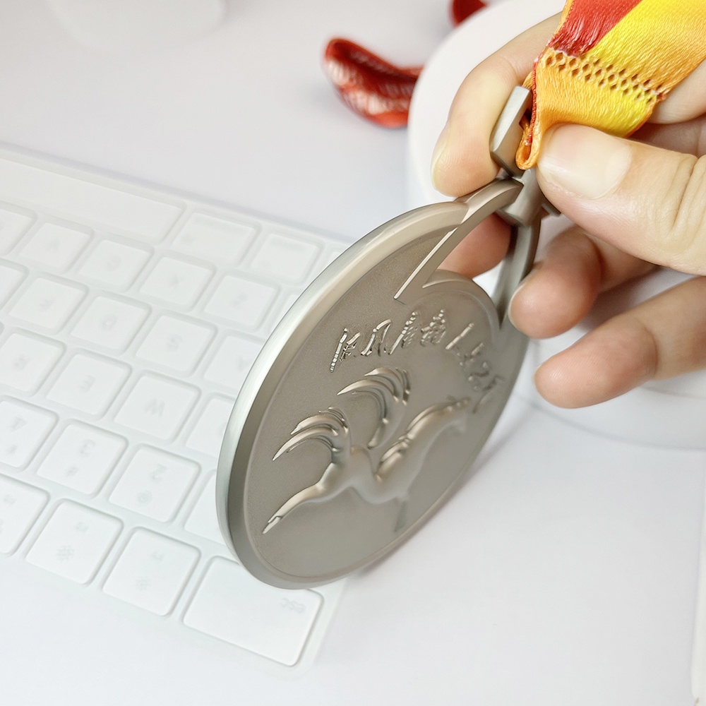Custom Half Marathon Pearl Nickel Medal