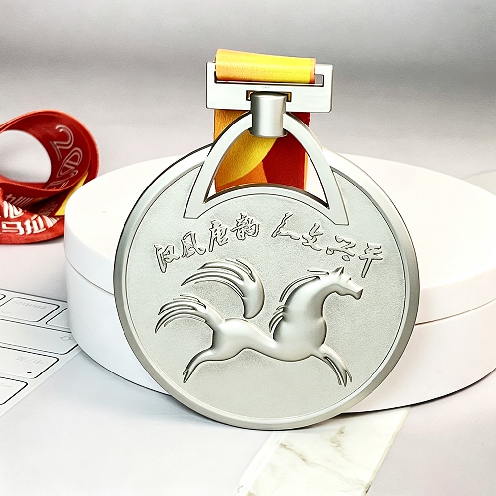 Custom Half Marathon Pearl Nickel Medal