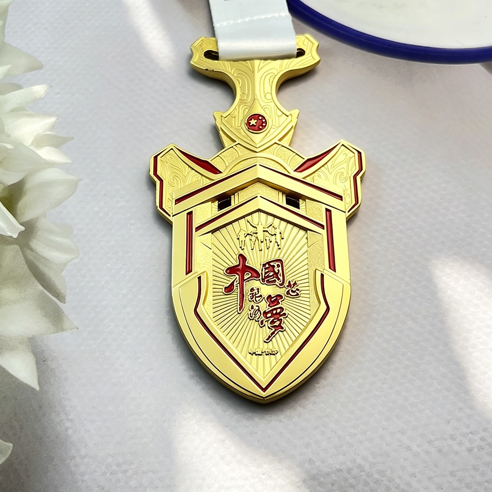 Custom Gold Shield Chinese Dream Medal