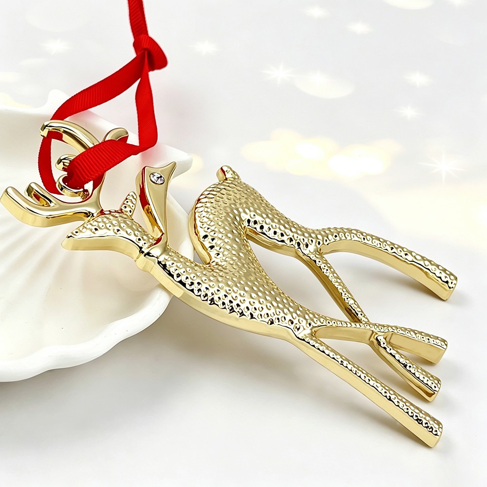 Custom Light Gold Reindeer Christmas Ornament