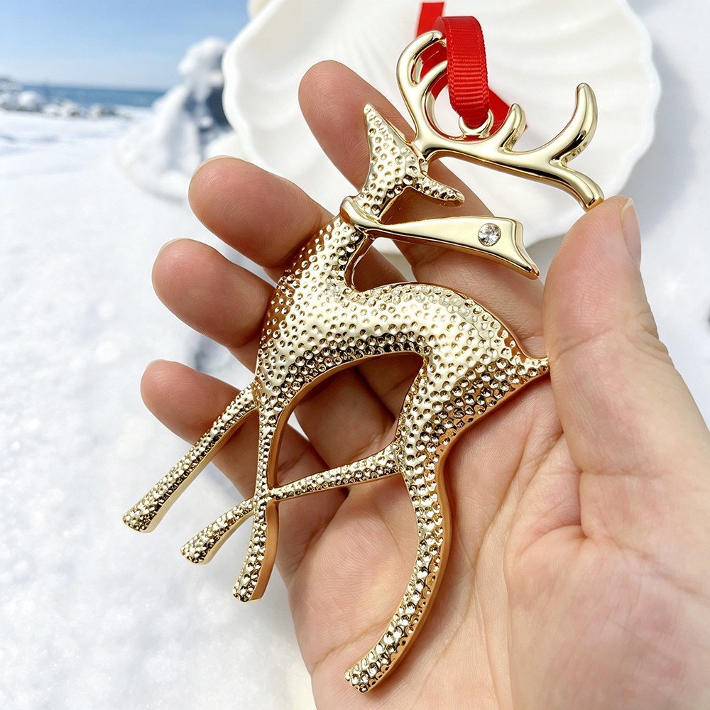 Custom Light Gold Reindeer Christmas Ornament