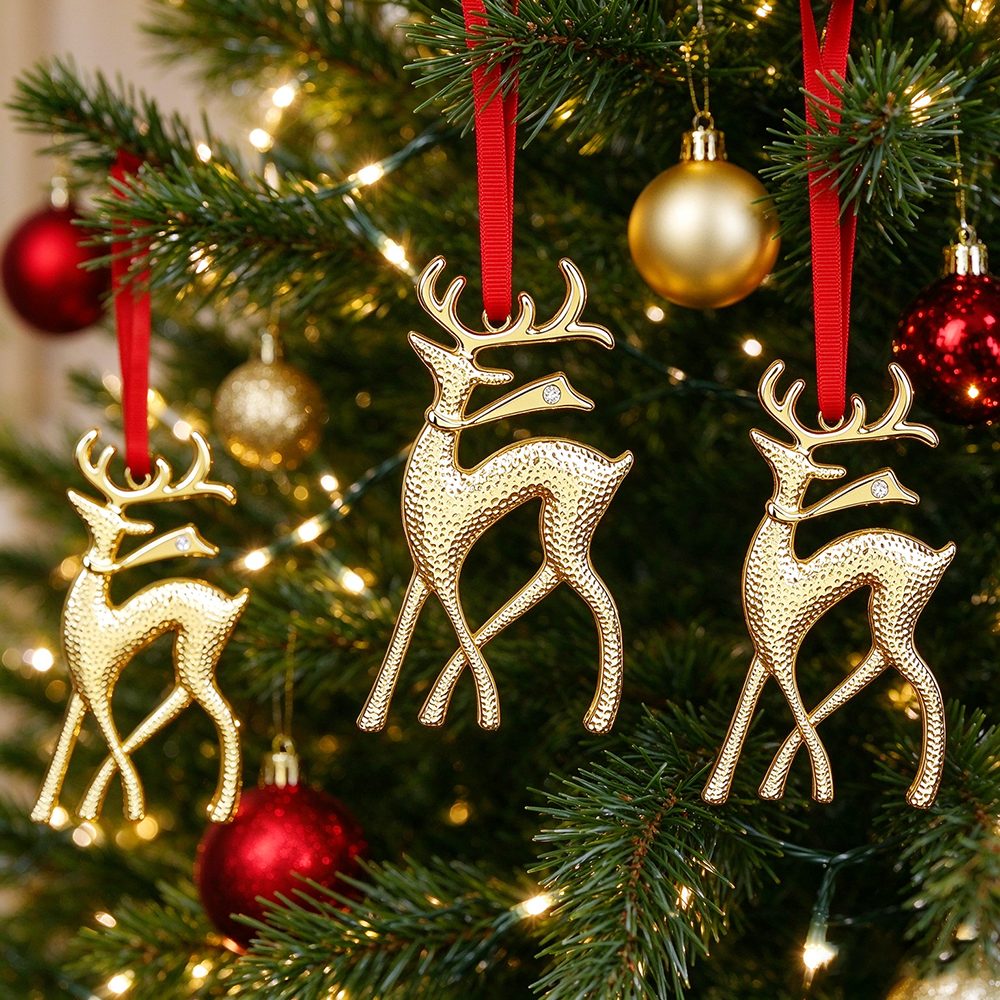 Custom Light Gold Reindeer Christmas Ornament