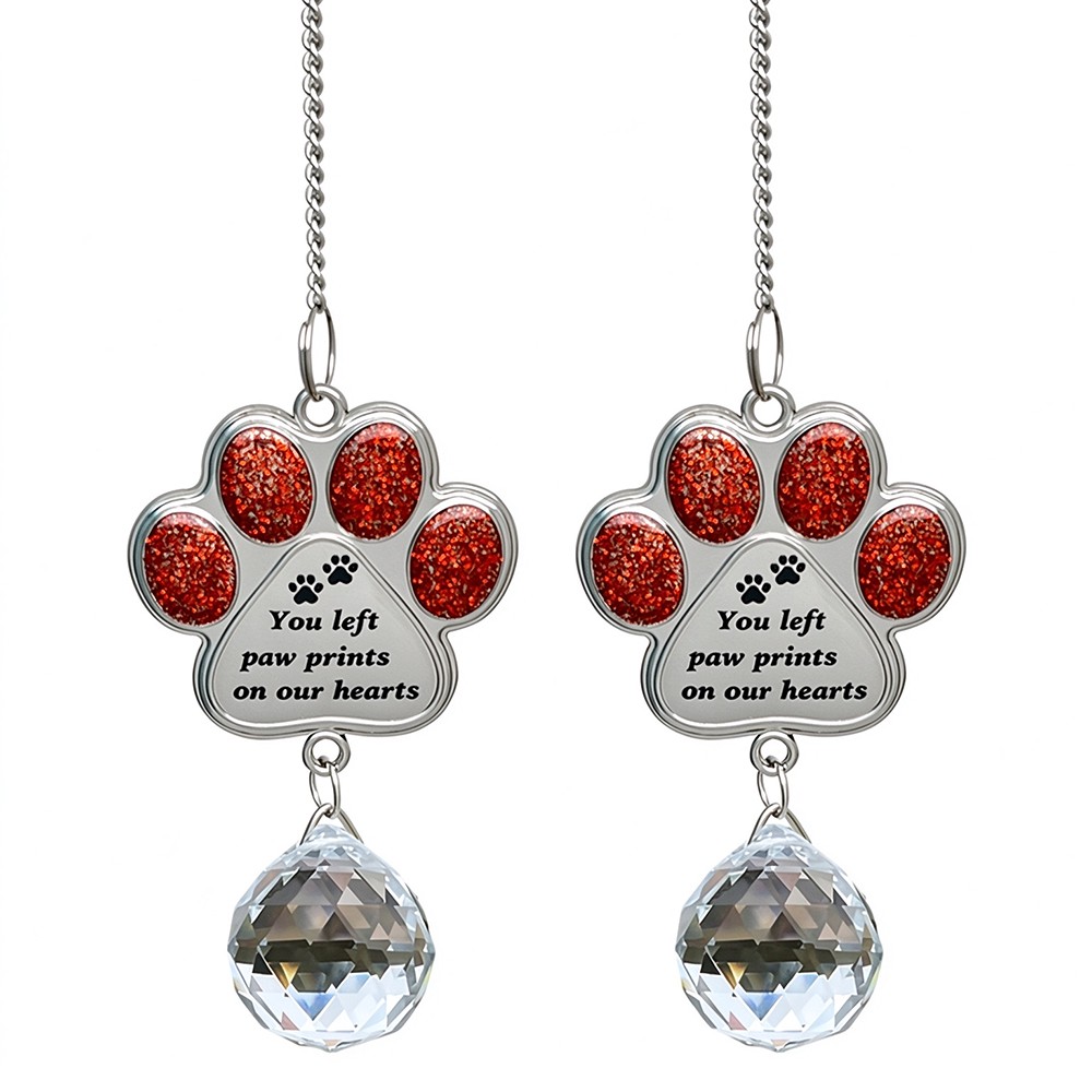 Custom Paw Print Pet Memorial Sun Catcher Custom Paw Print Pet Memorial Sun Catcher