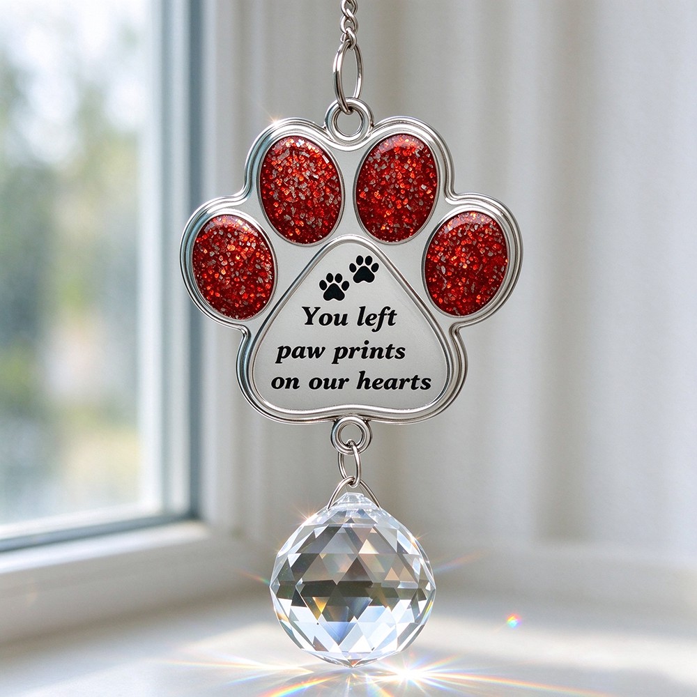 Custom Paw Print Pet Memorial Sun Catcher