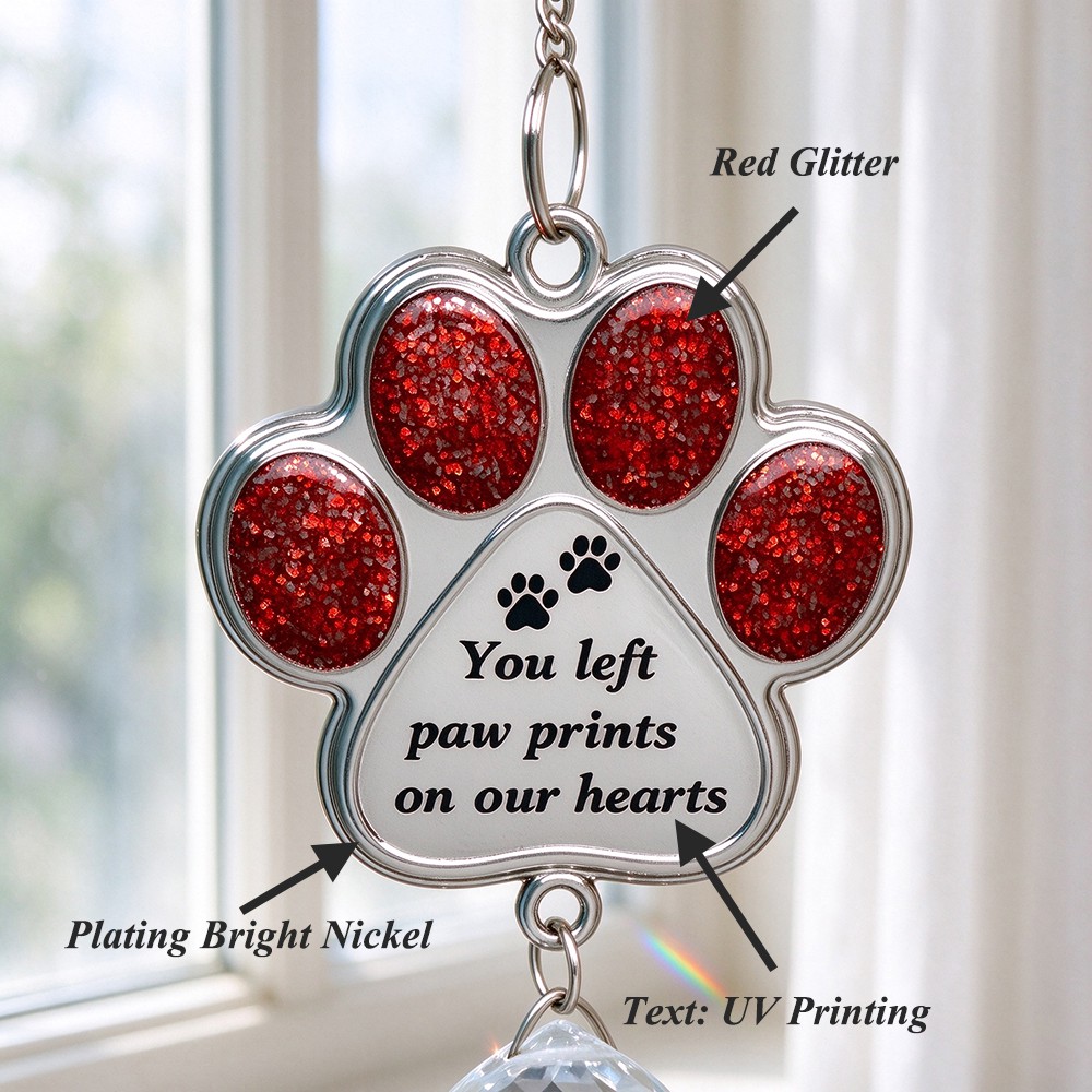 Custom Paw Print Pet Memorial Sun Catcher