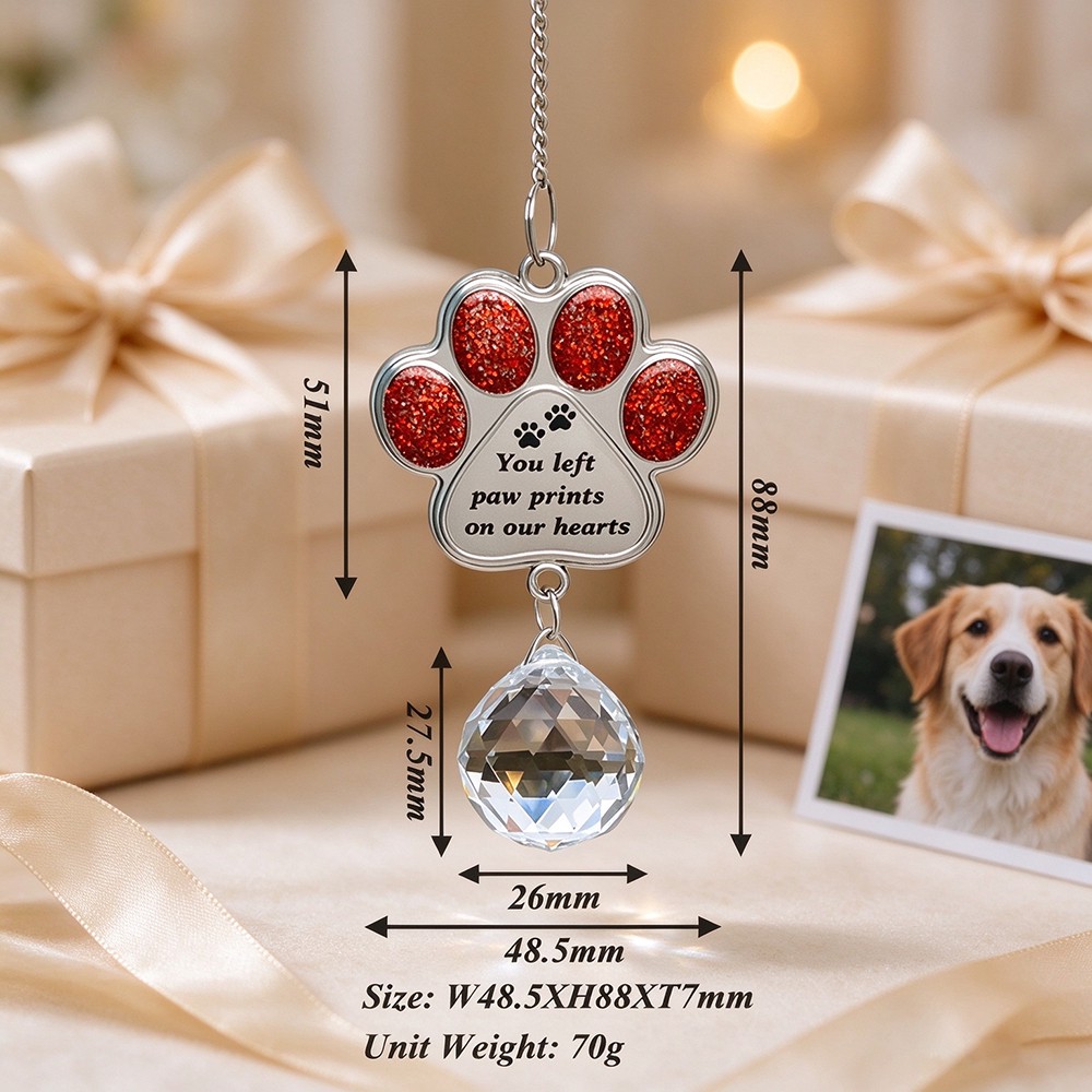 Custom Paw Print Pet Memorial Sun Catcher