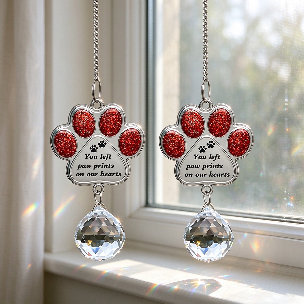 Custom Paw Print Pet Memorial Sun Catcher