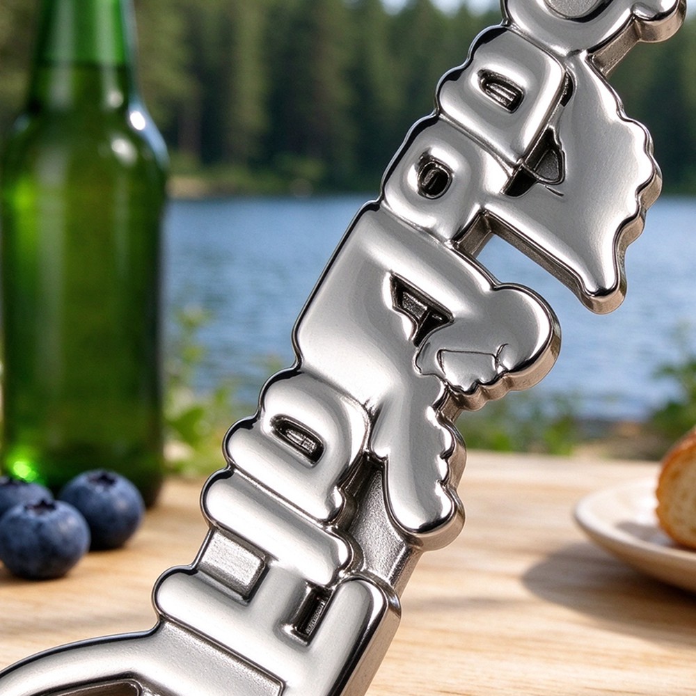 Smooth curved glossy nickel plated back view of zinc alloy keychain