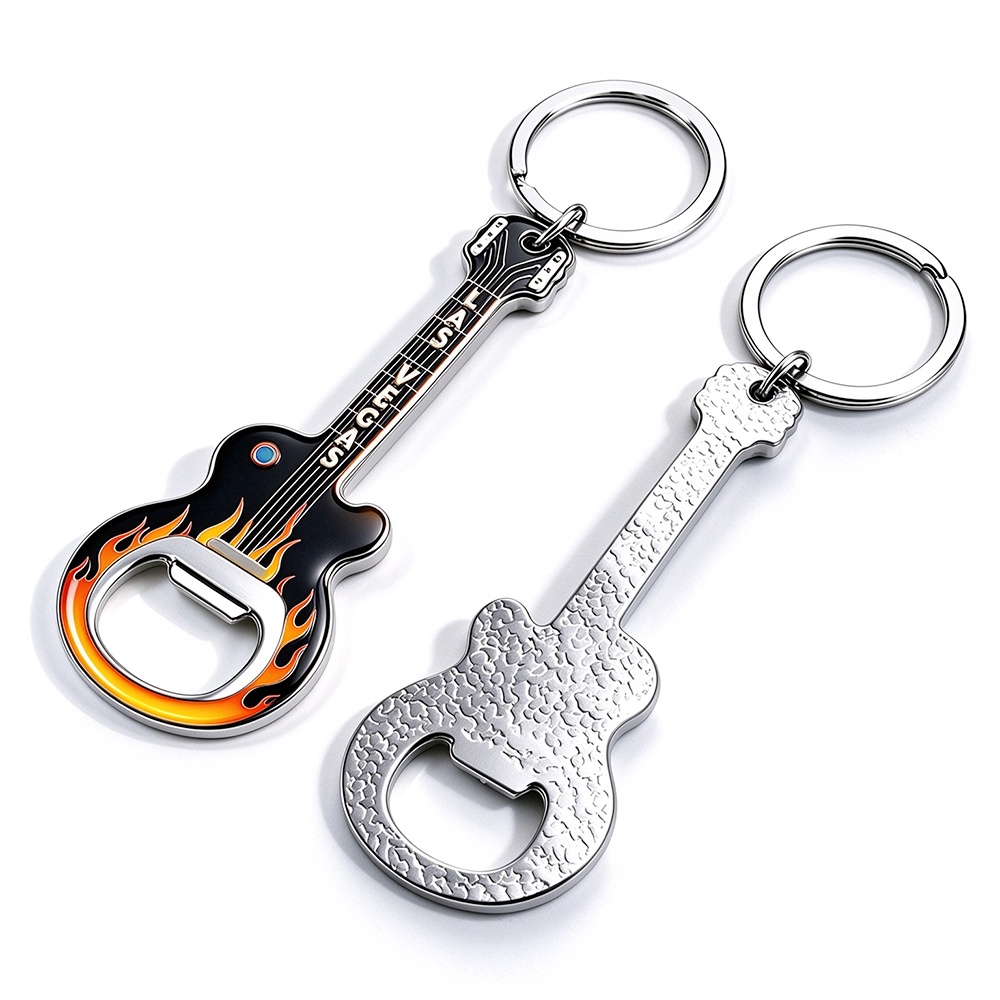 Las Vegas Guitar Metal Bottle Opener Keychain Las Vegas souvenir guitar metal bottle opener keychain front and back view