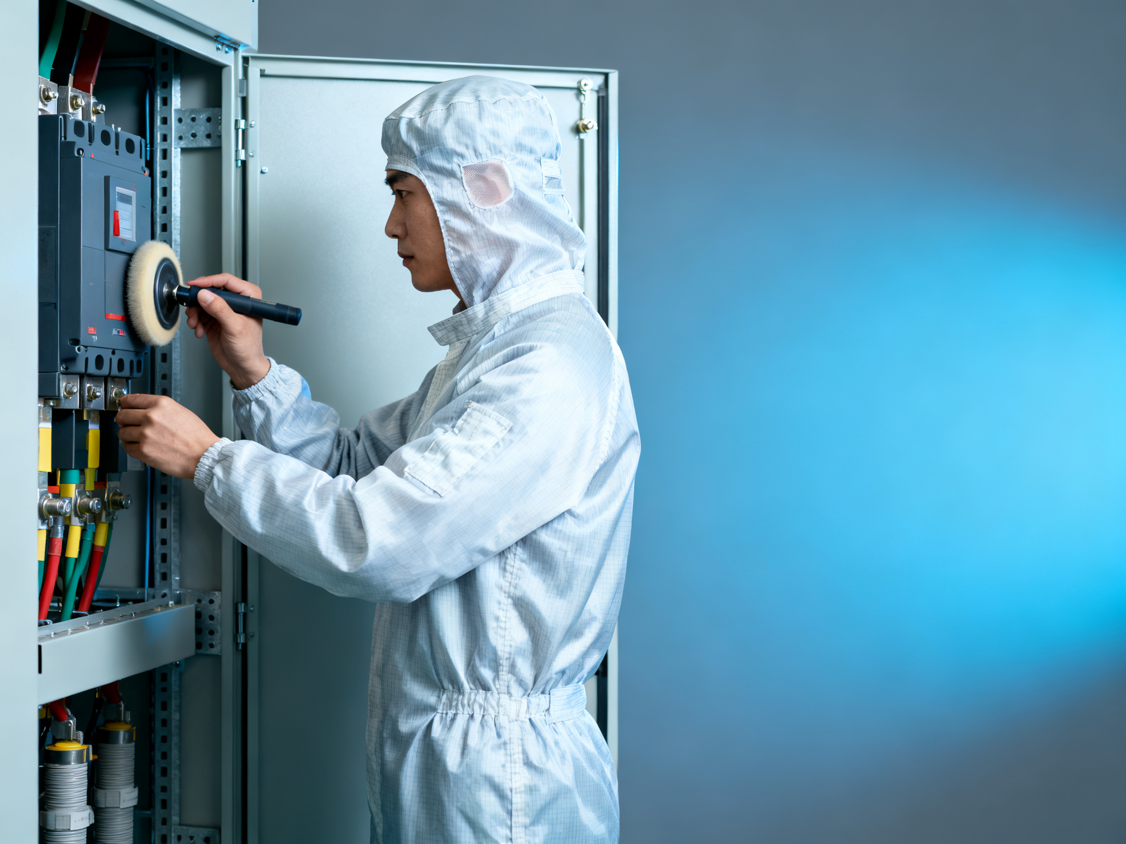 What are the safety precautions for abrasive handling in electrical equipment maintenance?