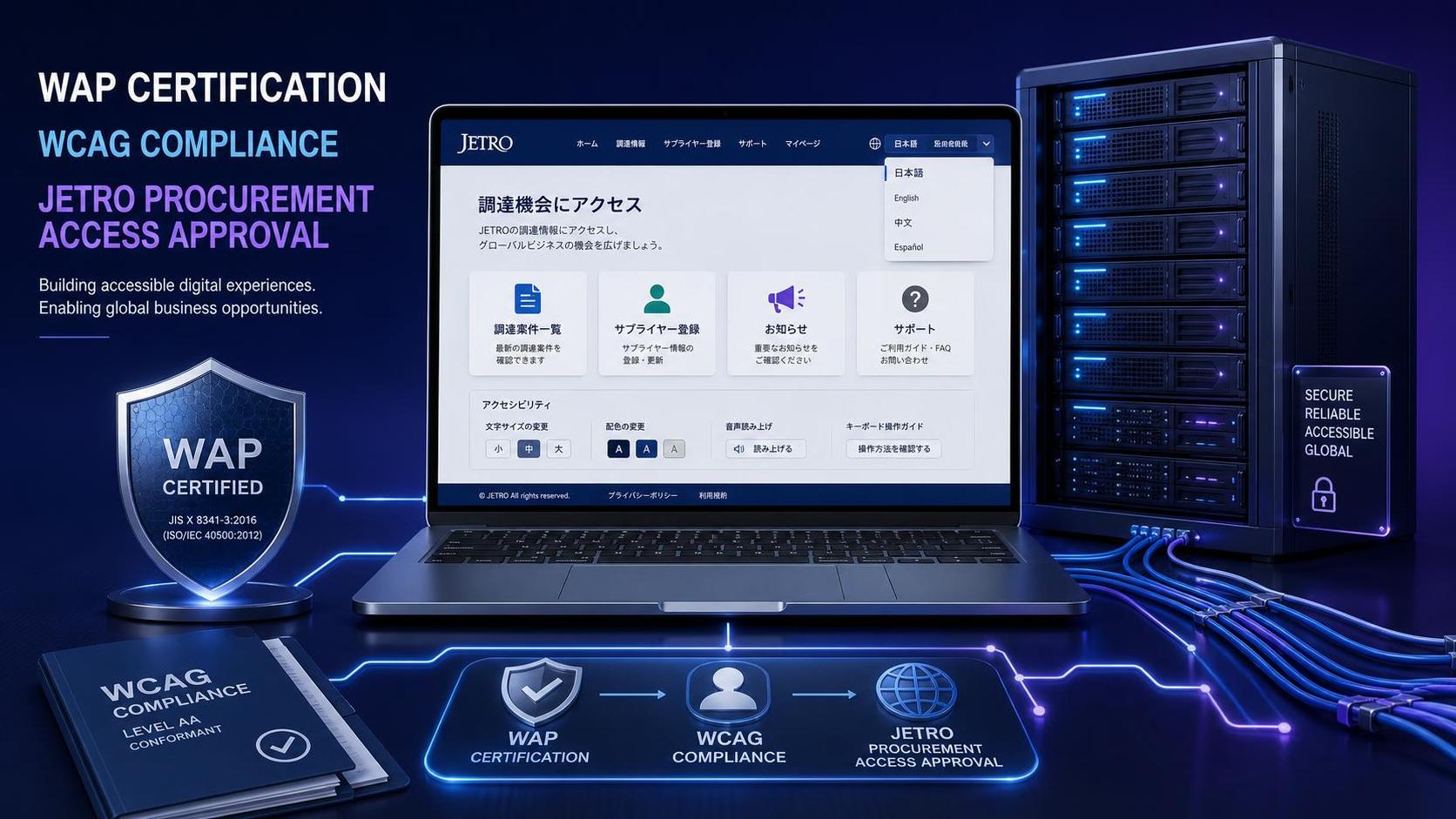 日本でWAP認証が導入され、独立型サイトがJETRO調達の参加要件に