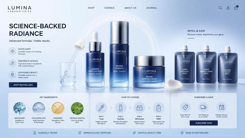 化粧品ブランドの公式サイト構築において、ブランド体験、法規制対応コンテンツ、リピート購入への転換をどのように両立させるか