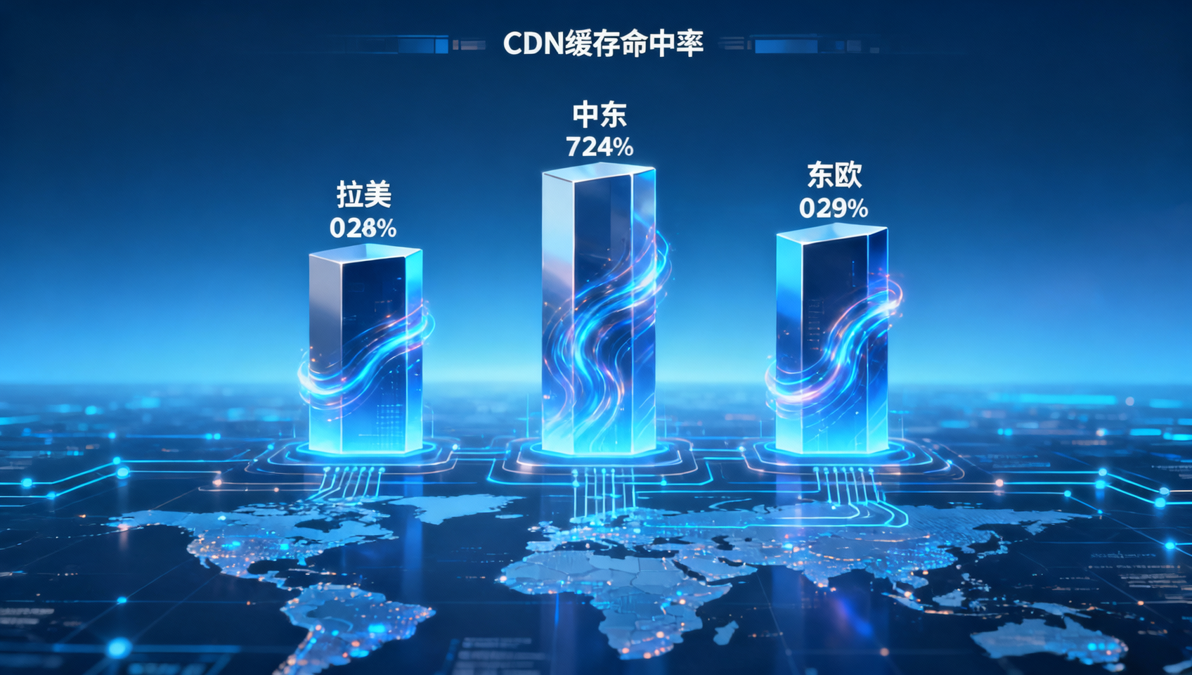 Yiyingbao 보안 및 성능 아키텍처에서, CDN 에지 노드의 라틴 아메리카, 중동, 동유럽 세 지역의 캐시 적중률은 각각 얼마인가요?