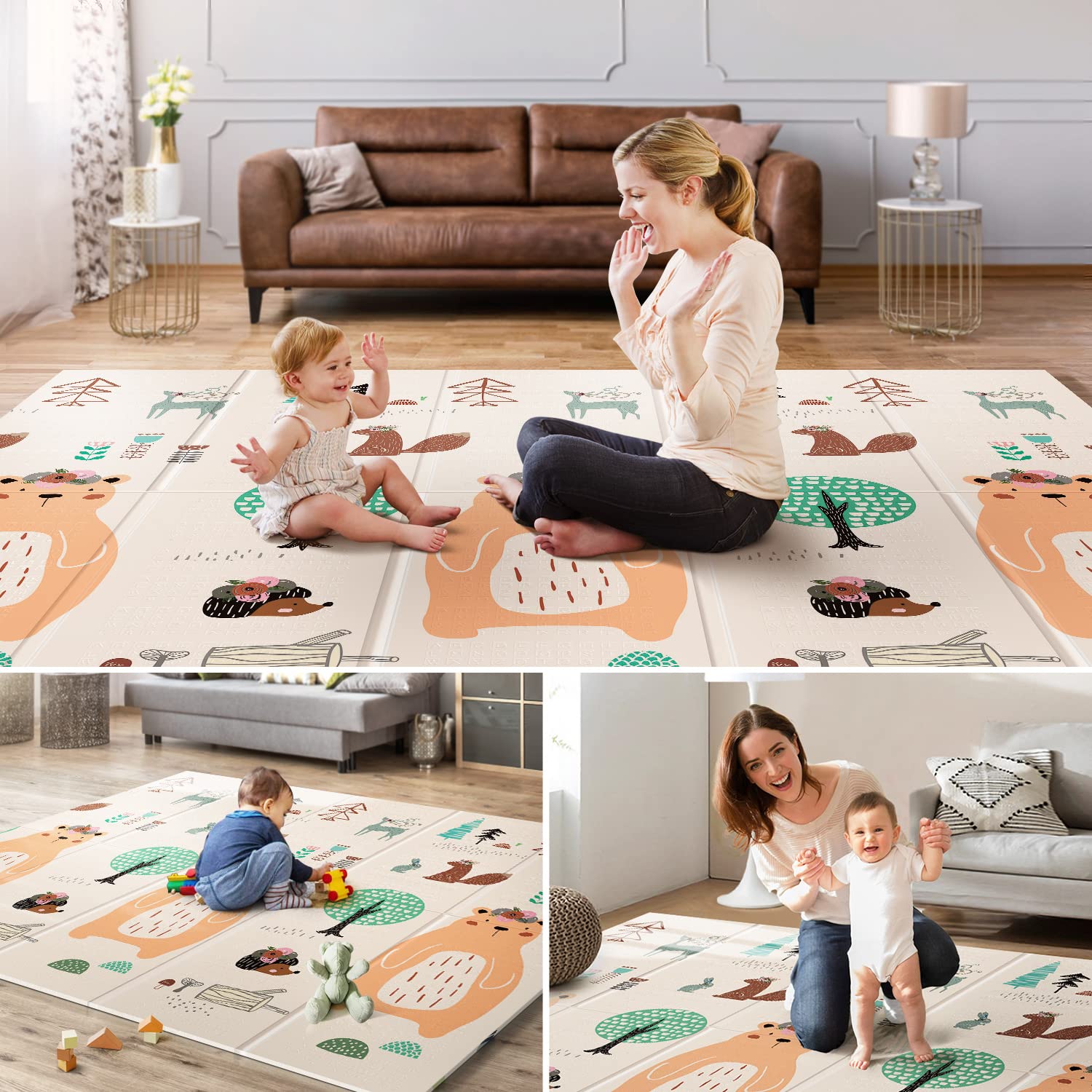 Foldable Baby Play Mat - Waterproof XPE Foam Mat for Newborn & Toddler