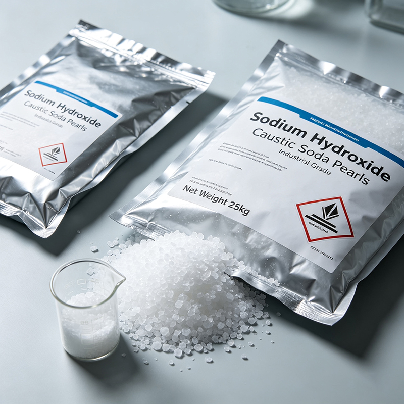 Sodium hydroxide (caustic soda in pellets, flakes, or liquid form—32%/48%)