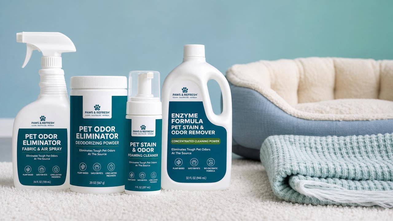 Types de désodorisants pour animaux comparés: Sprays, poudres, mousses et formules enzymatiques