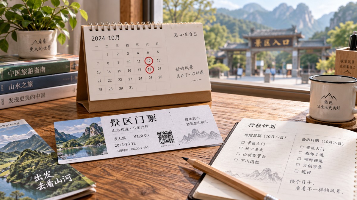 What should you do if you need to change your visit date after booking scenic-area tickets?