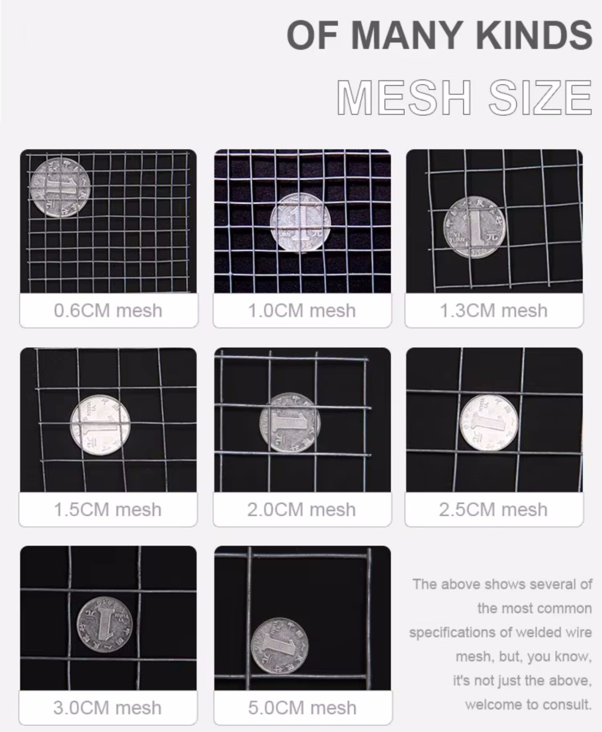2 Welded wire mesh of various materials