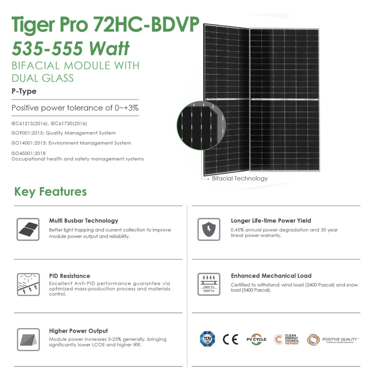 Jinko Solar Panels 72HC-BDVP 535-555W 1 Jinko Solar Panels 72HC-BDVP 535-555W