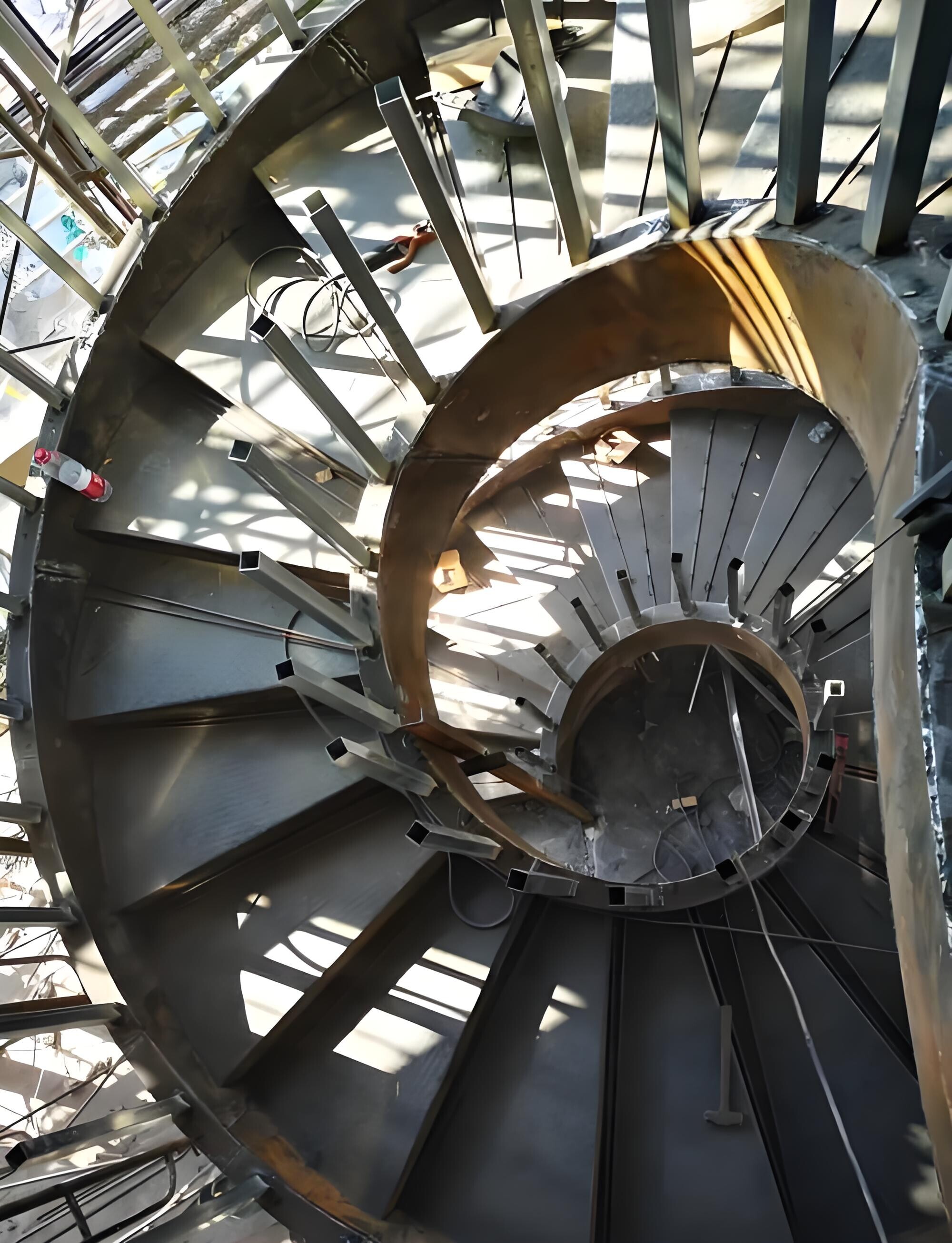 Steel structure stairs, floor decking