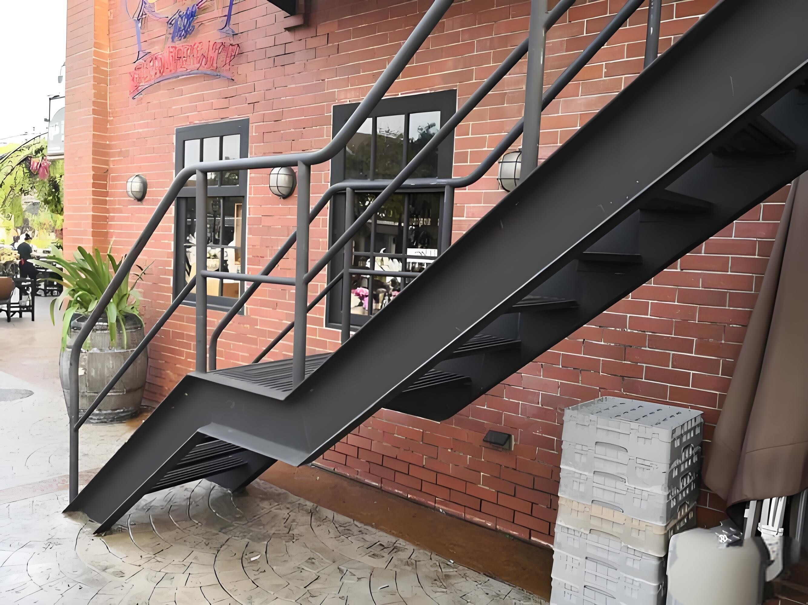 Steel structure stairs, floor decking