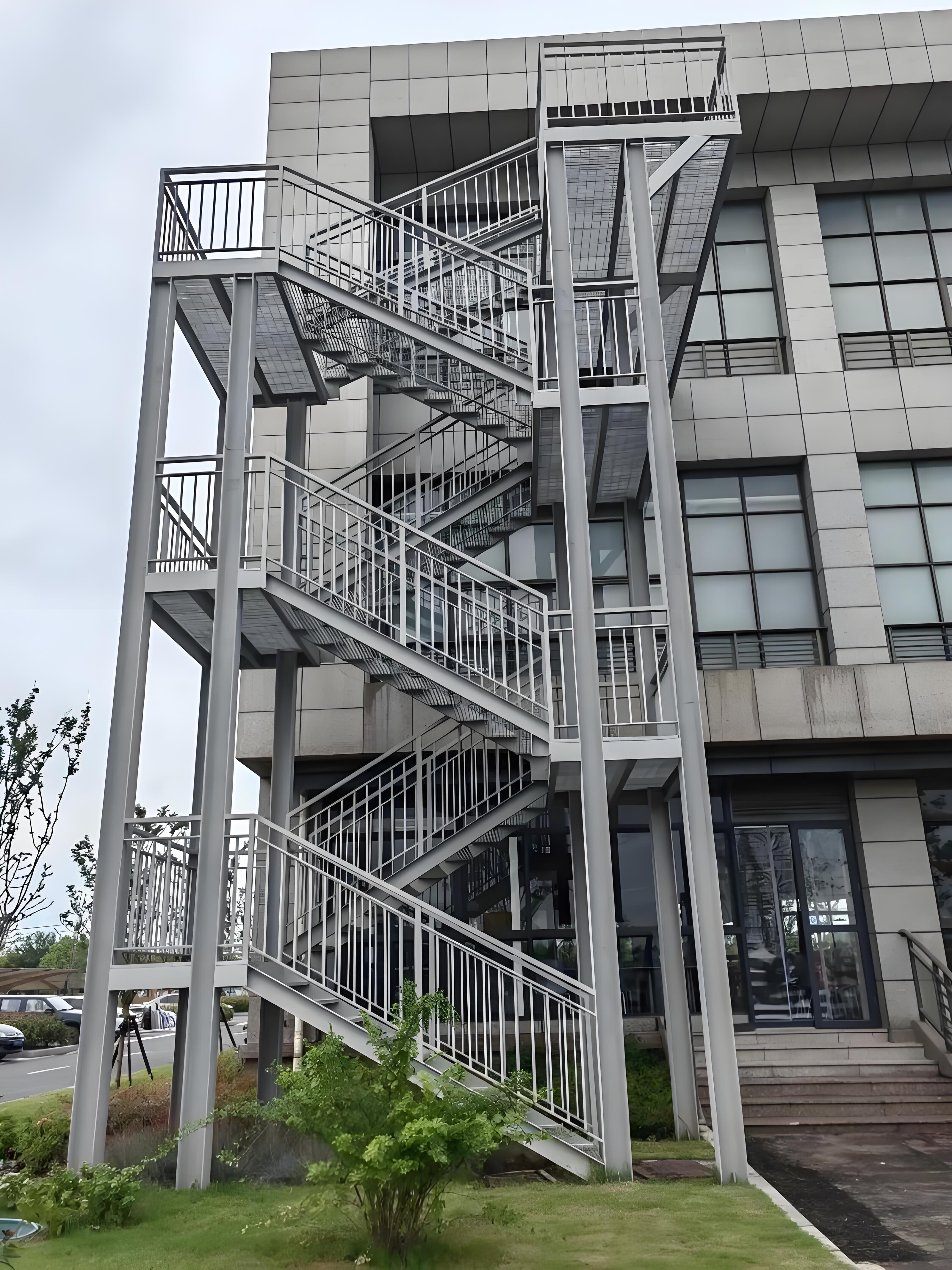 Steel structure stairs, floor decking