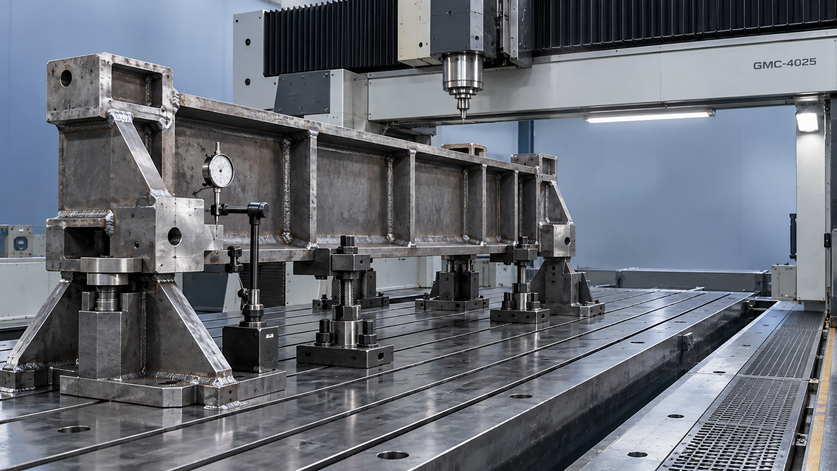 Gantry Machining Center Setup for Large Weldments Prone to Distortion Gantry Machining Center Setup for Large Weldments Prone to Distortion
