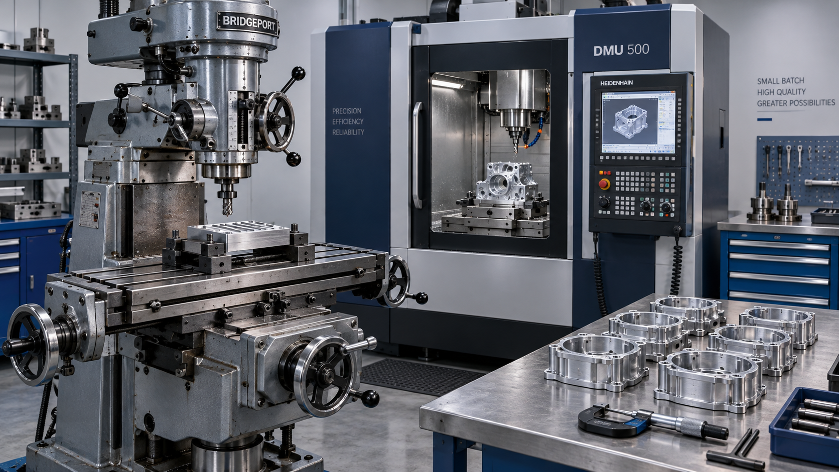 مقارنة بين آلات التفريز اليدوية وآلات التفريز CNC لأعمال ورش التشغيل بالدفعات الصغيرة