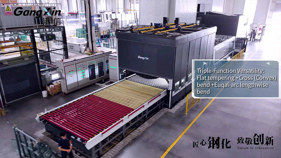Horno de Templado de Vidrio Plano + Curvado Cóncavo/Convexo Cruzado + Curvado Asimétrico y Longitudinal