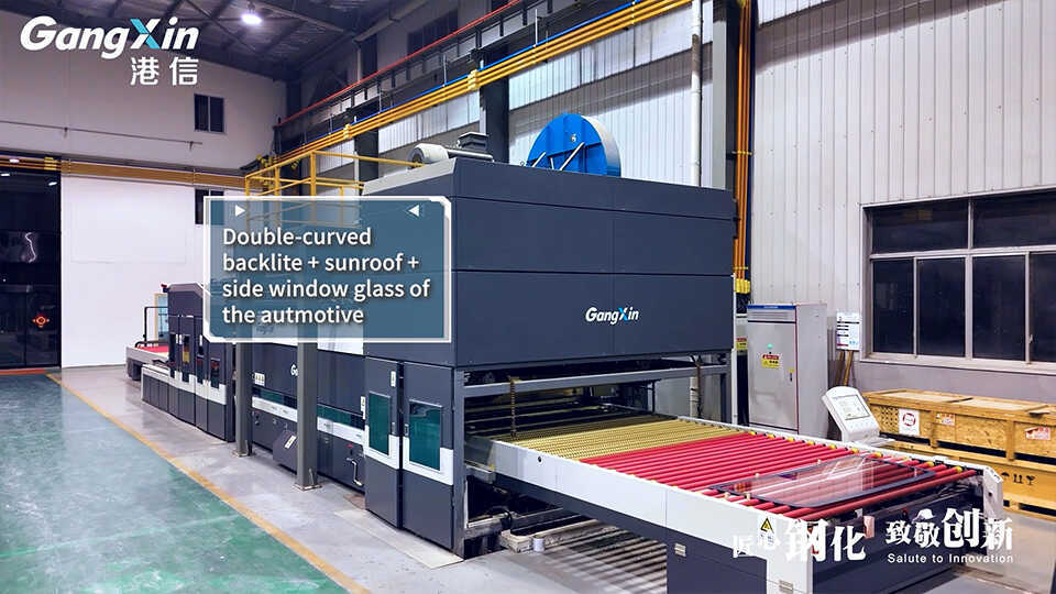 Línea de producción de ventanas laterales de vehículos con doble curva