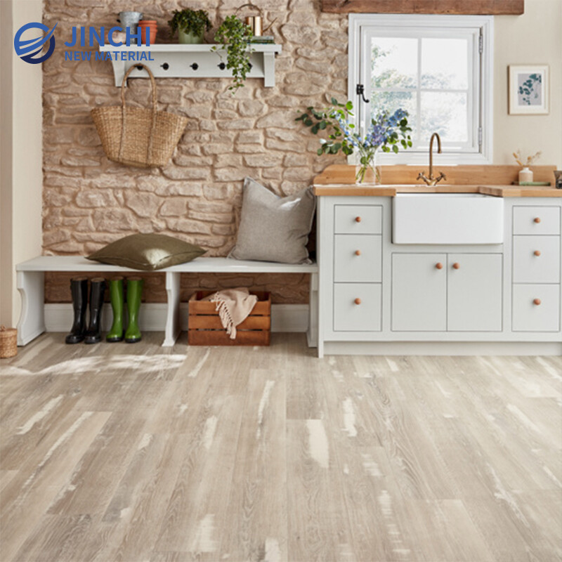 Light gray viscose LVT flooring