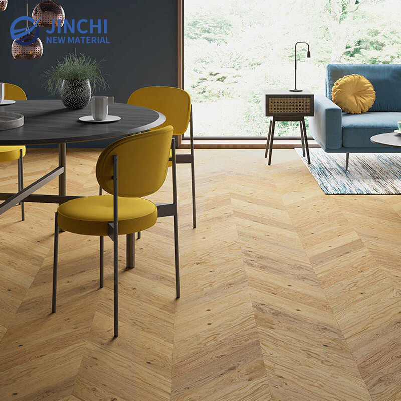 Natural brushed UV-coated fishbone flooring
