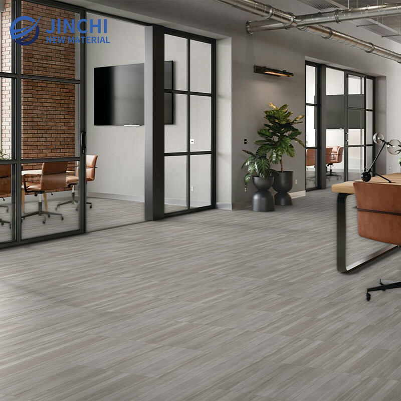 Low-gloss tan dry-back LVT tile