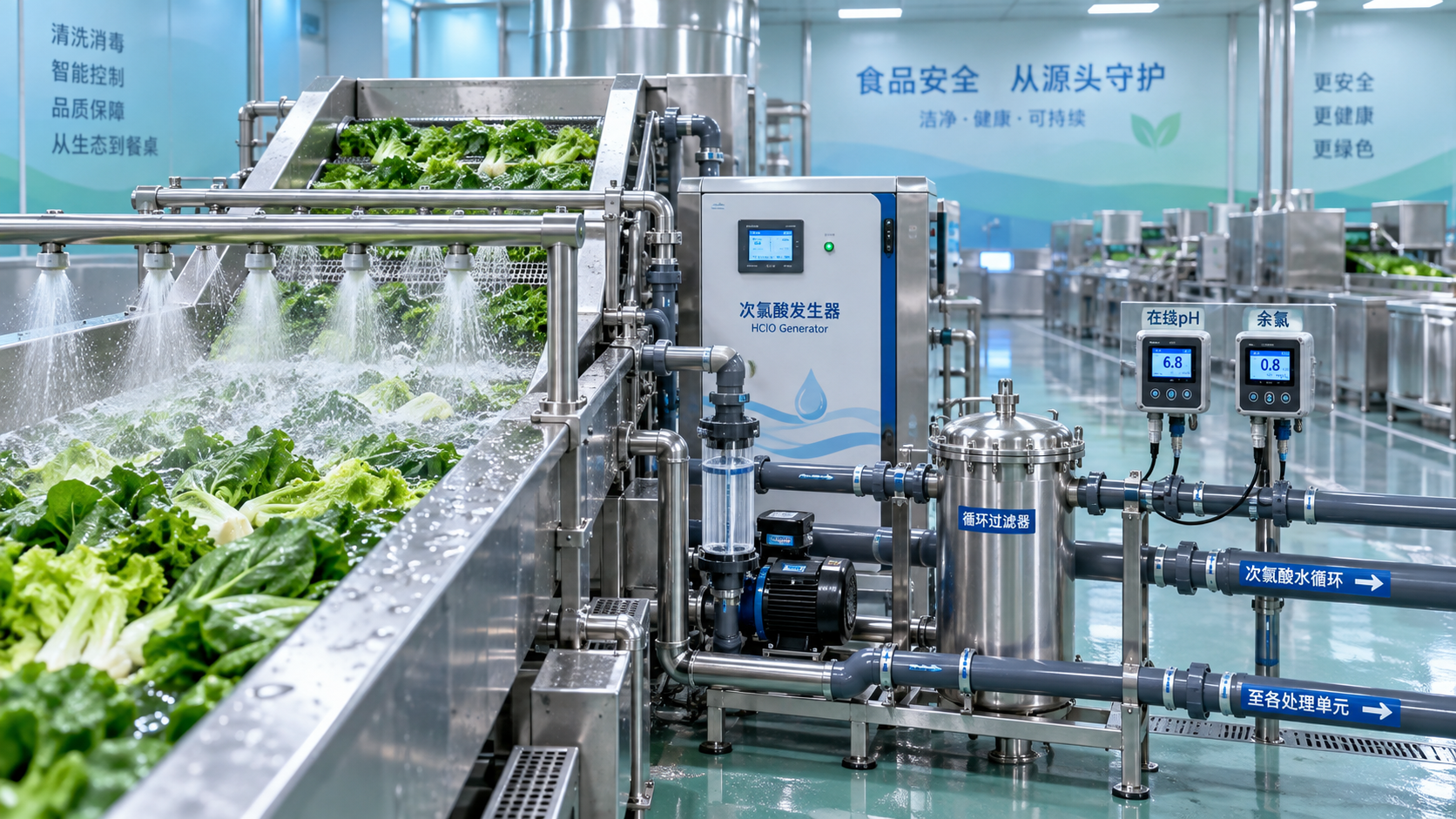 Generadores de ácido hipocloroso para la industria alimentaria para el lavado de productos frescos: controles clave del proceso