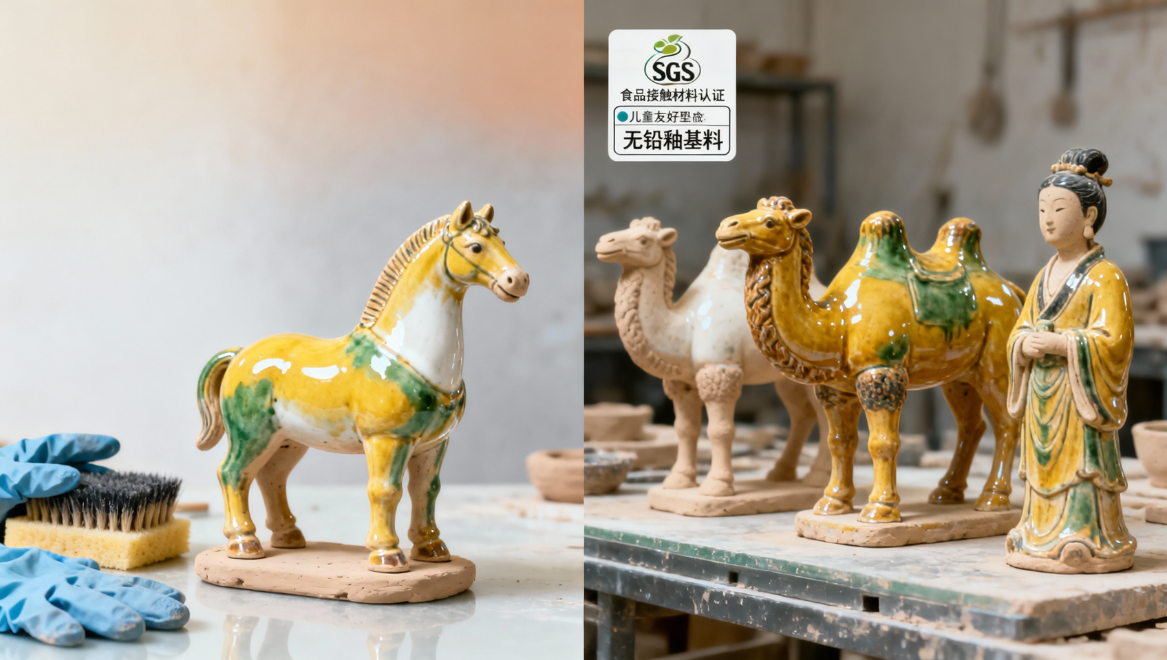 Is lead present in the pigments used at the Luoyang Tang Tri-Color Workshop? Is it safe for children to participate?