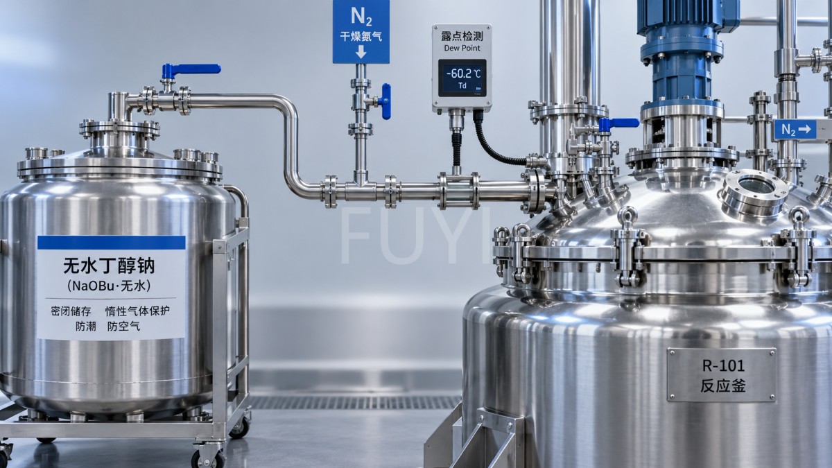 How to keep anhydrous sodium butoxide dry during reactor charging How to keep anhydrous sodium butoxide dry during reactor charging