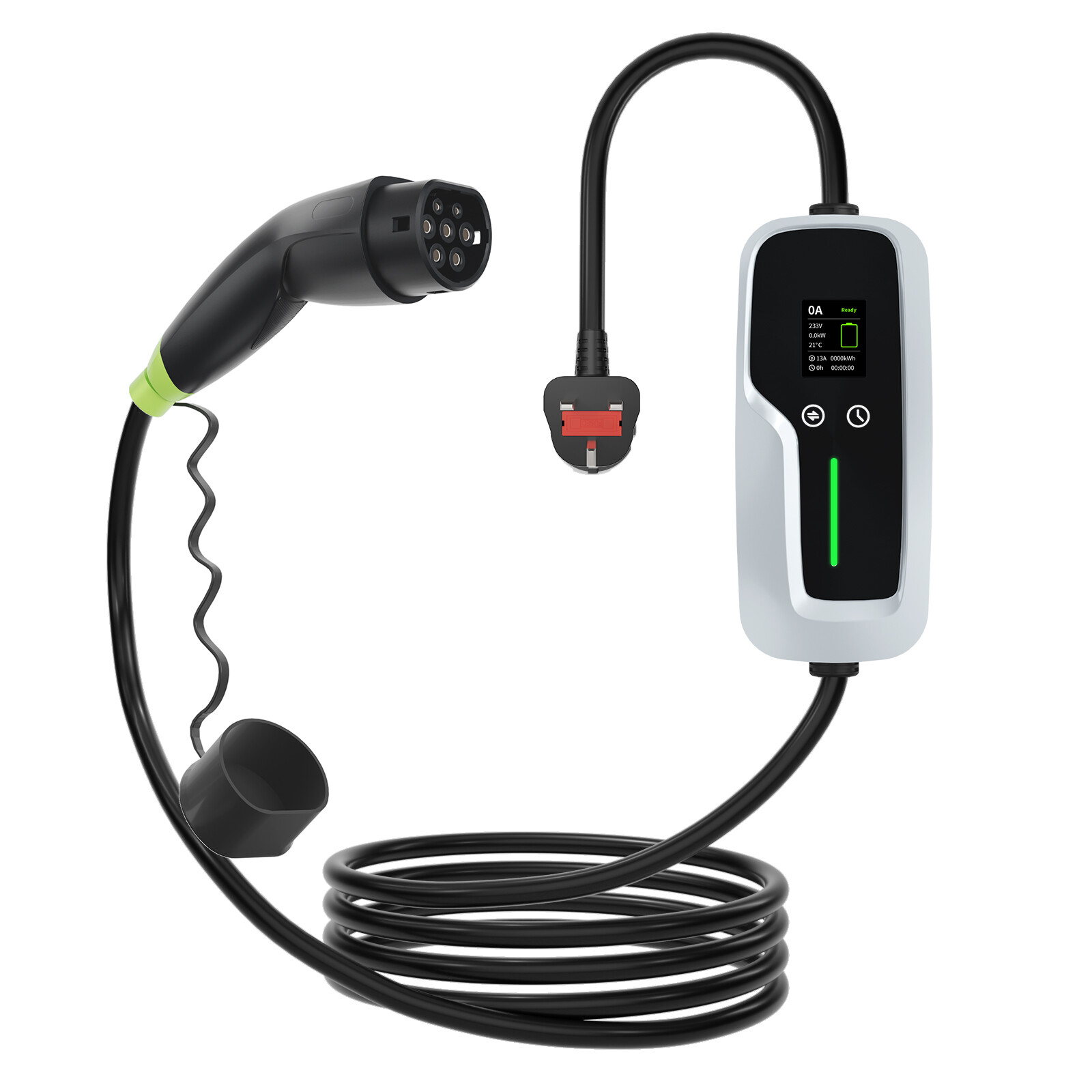 Type 2 Portable EV Charger 7.4kw with LCD Screen