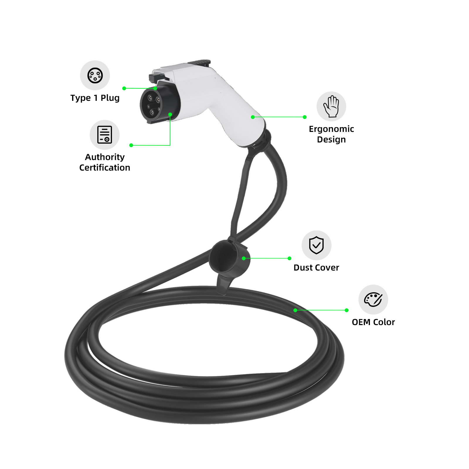 EVSEClub G1.0 Type 1 to open end EV Cable