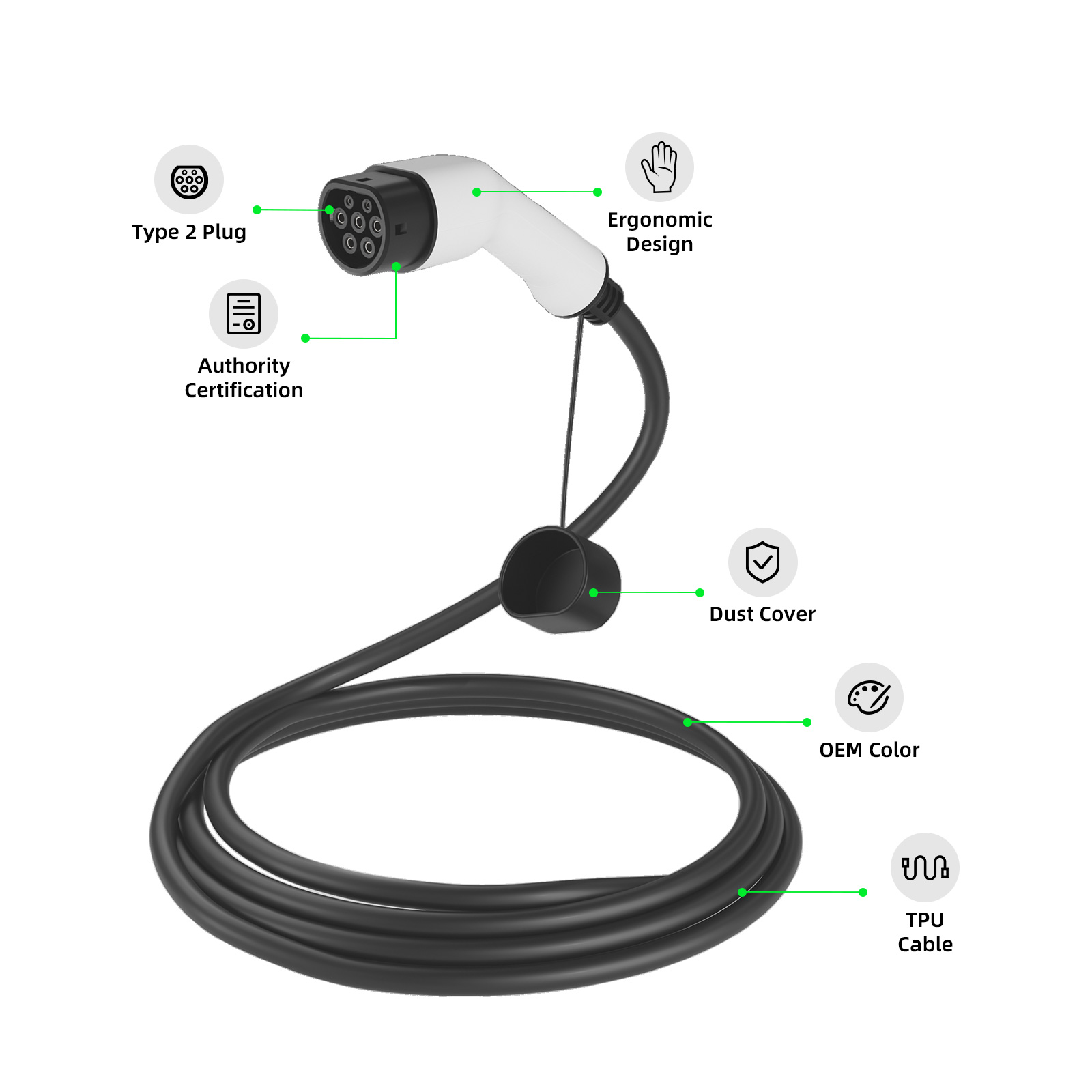 EVSEClub G1.0 Type 2 to open end EV Charging Cable EVSEClub G1.0 Type 2 to open end EV Charging Cable