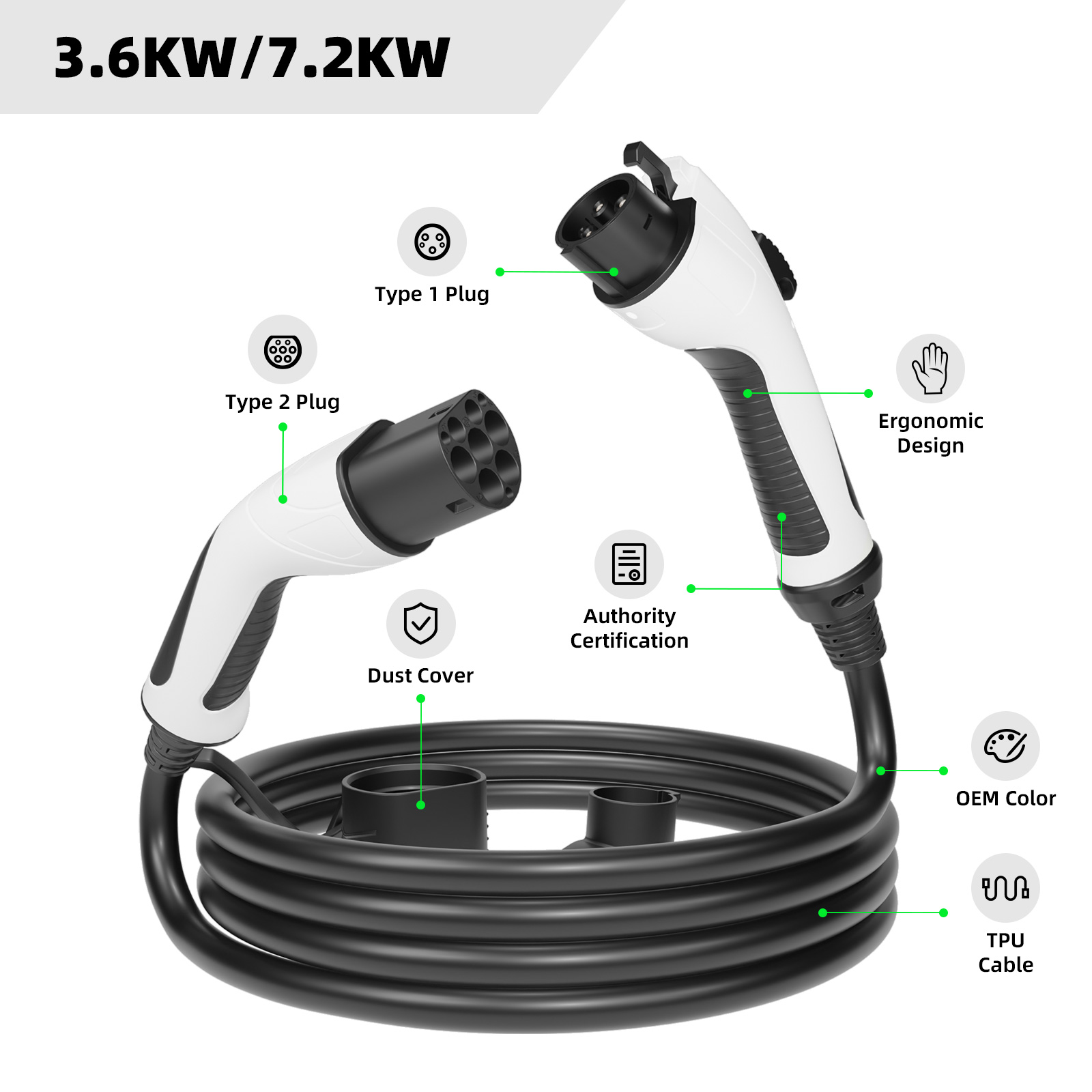 EVSEClub G2.0 Type 2 to Type 1 EV Charging Cable EVSEClub G2.0 Type 2 to Type 1 EV Charging Cable