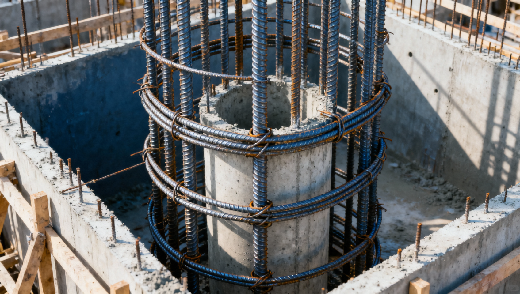 What steel rod diameter suits a reinforced concrete column?