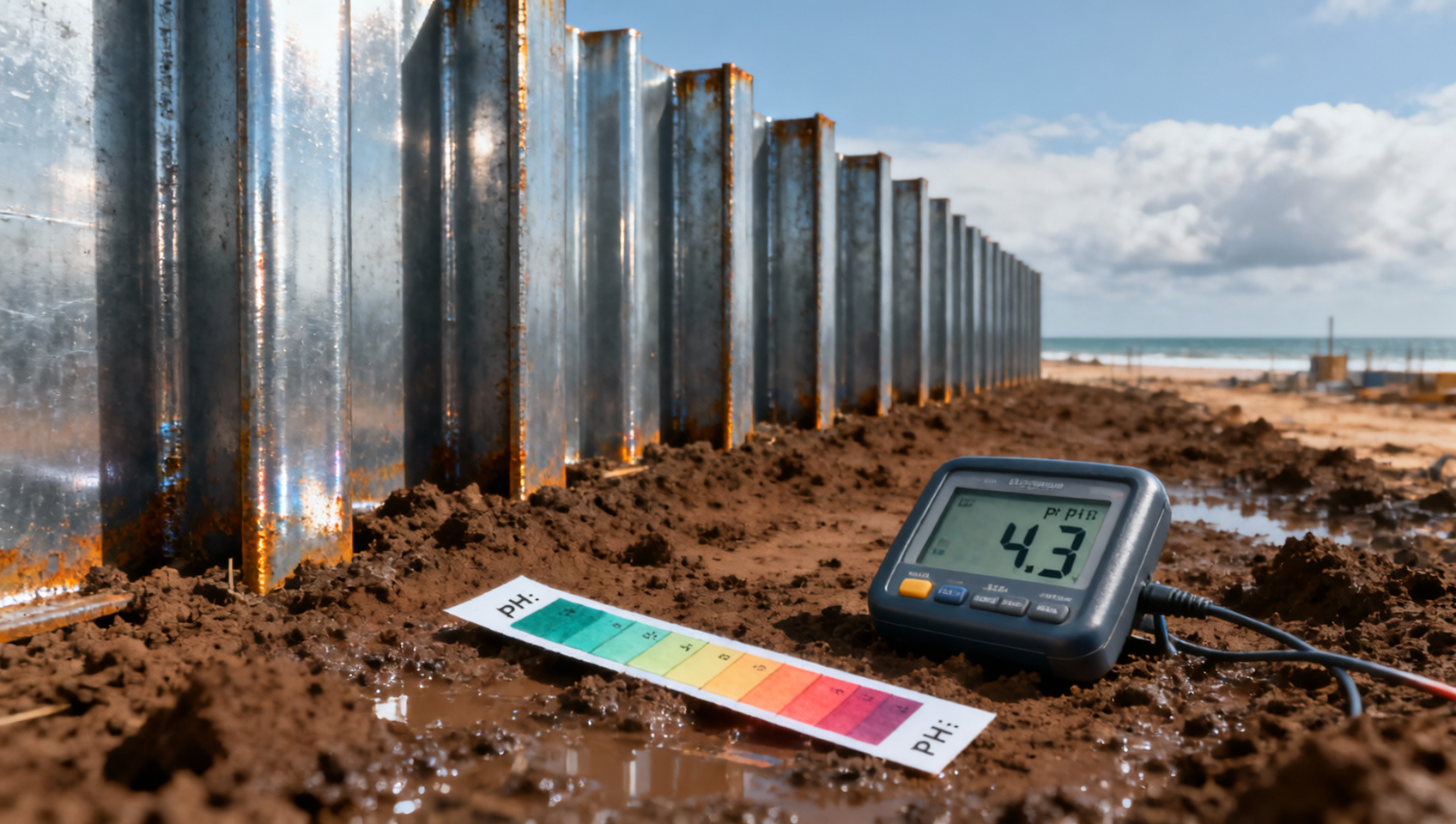 What soil pH threshold triggers accelerated corrosion in Steel Sheet Pile technical specifications