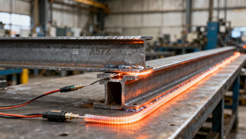 When does A572 structural steel channel need welding preheat?
