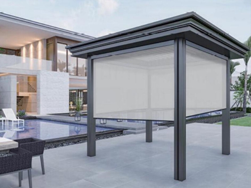 California Beach Villa Aluminum Pergola Waterproof Louver Roof Poolside Outdoor Gazebo