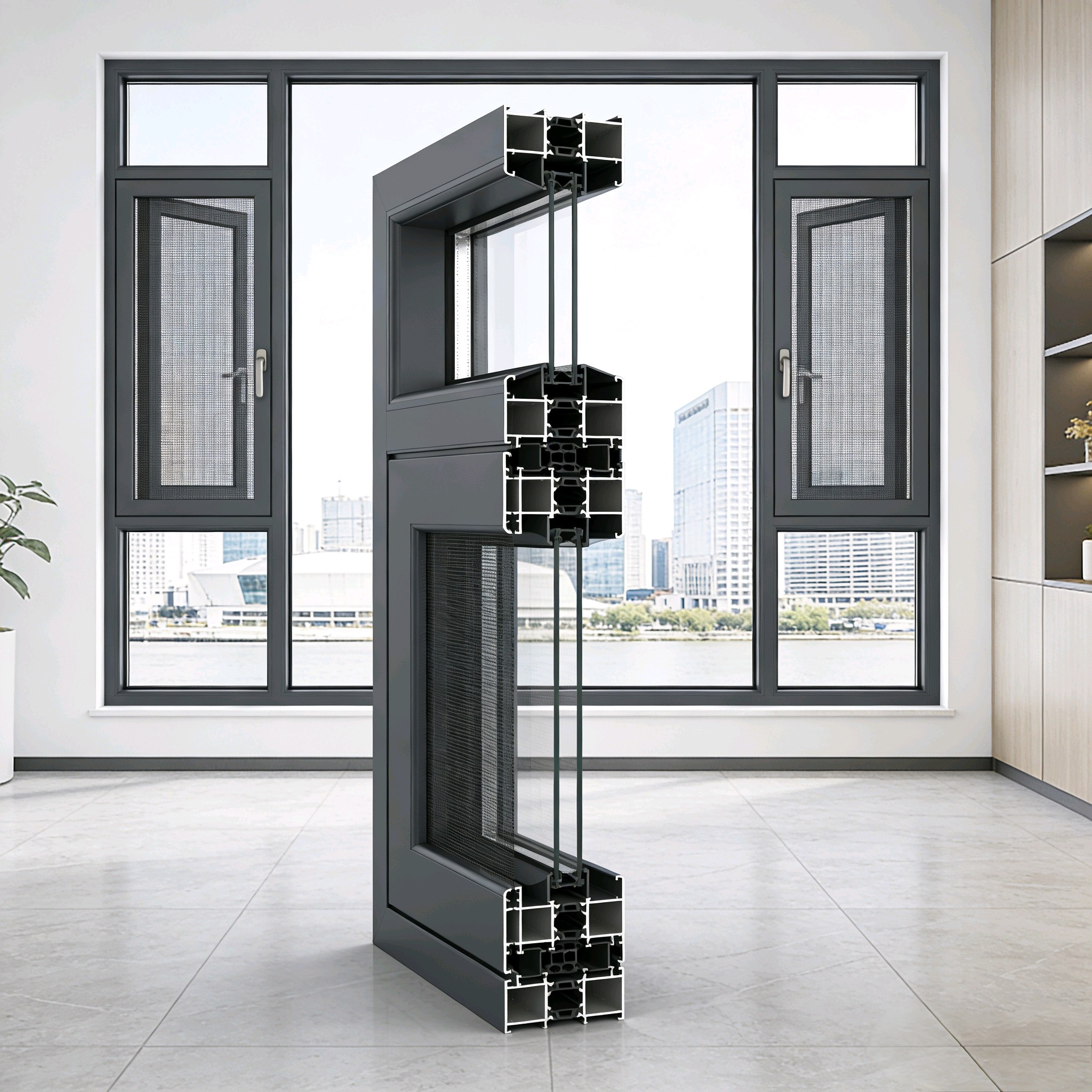 Aluminum Alloy Electric Vertical Sliding Thermal Break Aluminum Window