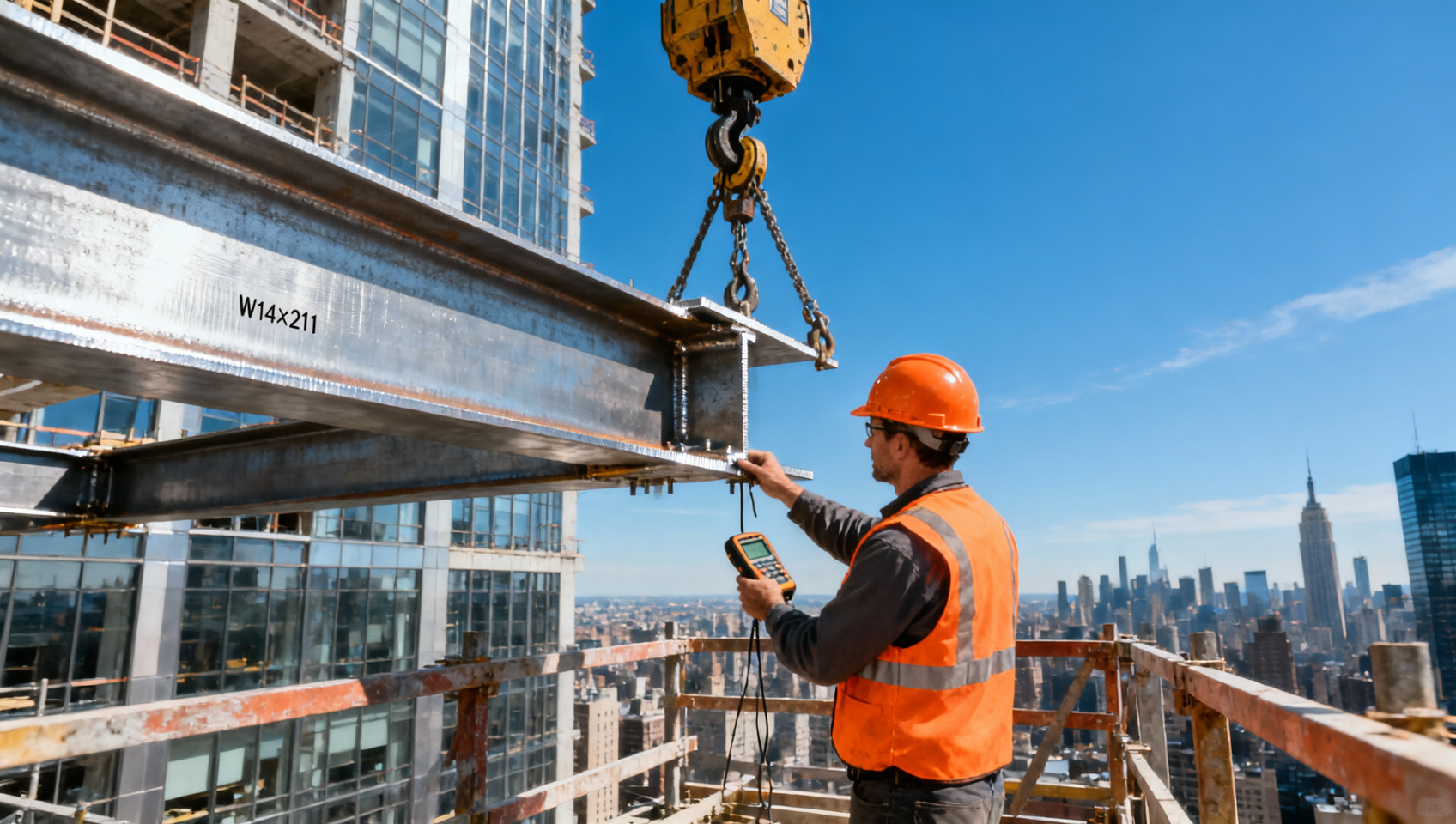 Cómo el cálculo del peso de la viga H se relaciona directamente con el costo de alquiler de grúas por piso en la construcción del centro de la ciudad de Nueva York