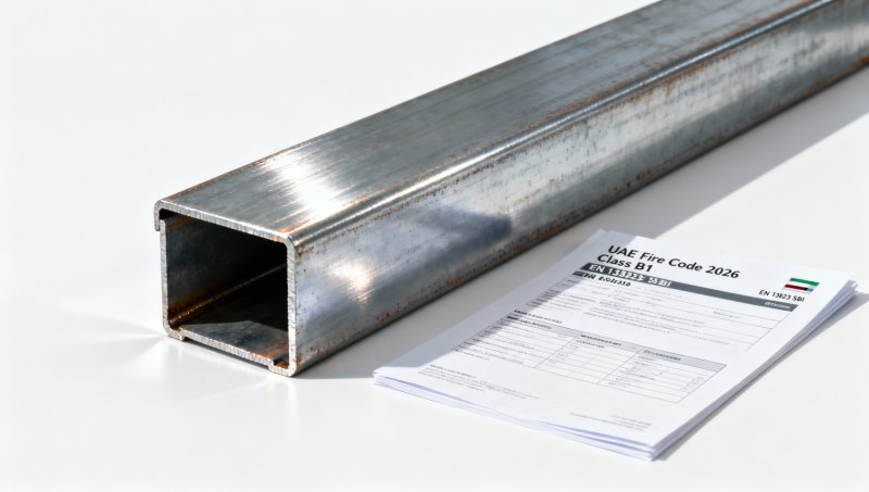 Which 90 angle metal for construction projects meets UAE Fire Code 2026 Class B1 surface spread of flame requirements? ¿Qué metal en ángulo de 90° para proyectos de construcción cumple con los requisitos de propagación de llama superficial Clase B1 del Código de Incendios de los EAU 2026?