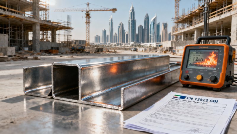 Which 90 angle metal for construction projects meets UAE Fire Code 2026 Class B1 surface spread of flame requirements? ¿Qué metal en ángulo de 90° para proyectos de construcción cumple con los requisitos de propagación de llama superficial Clase B1 del Código de Incendios de los EAU 2026?