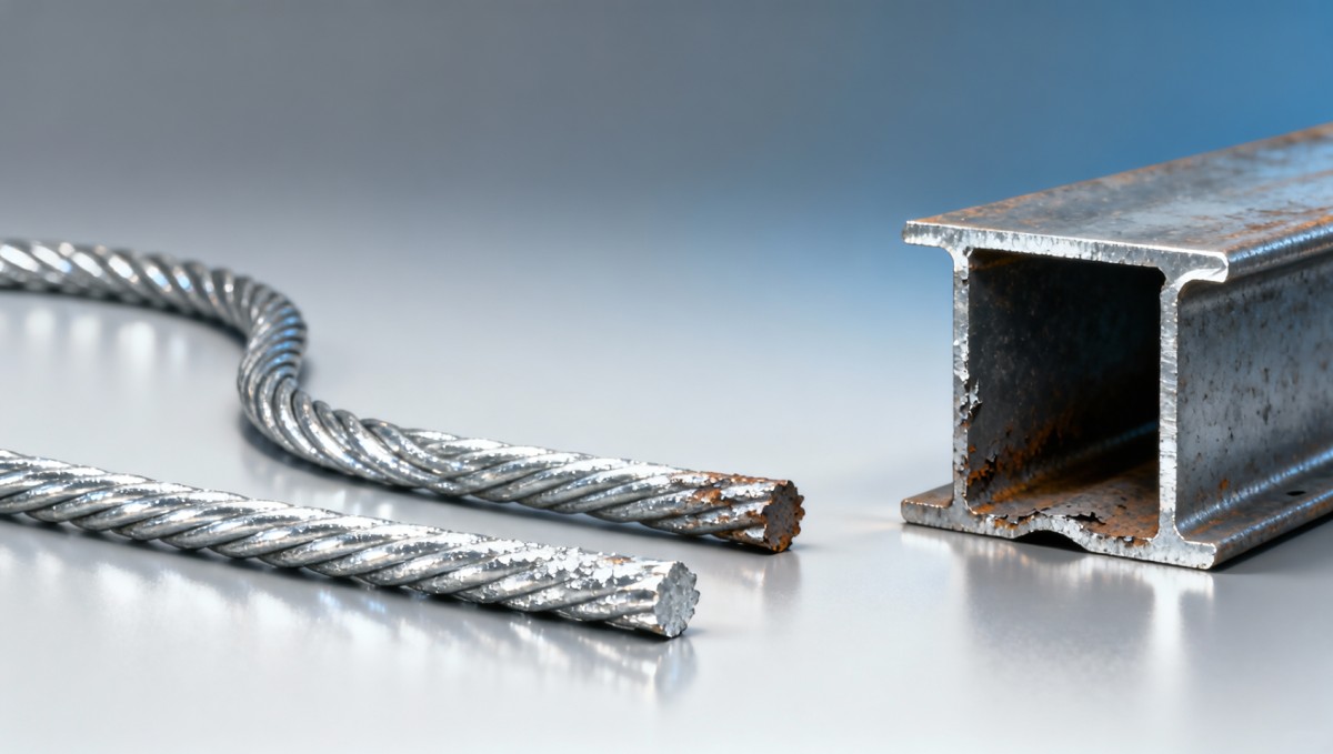 Coated galvanized wire may pass salt spray tests — but fail real-world abrasion resistance El alambre galvanizado recubierto puede pasar las pruebas de niebla salina, pero falla en la resistencia a la abrasión en el mundo real