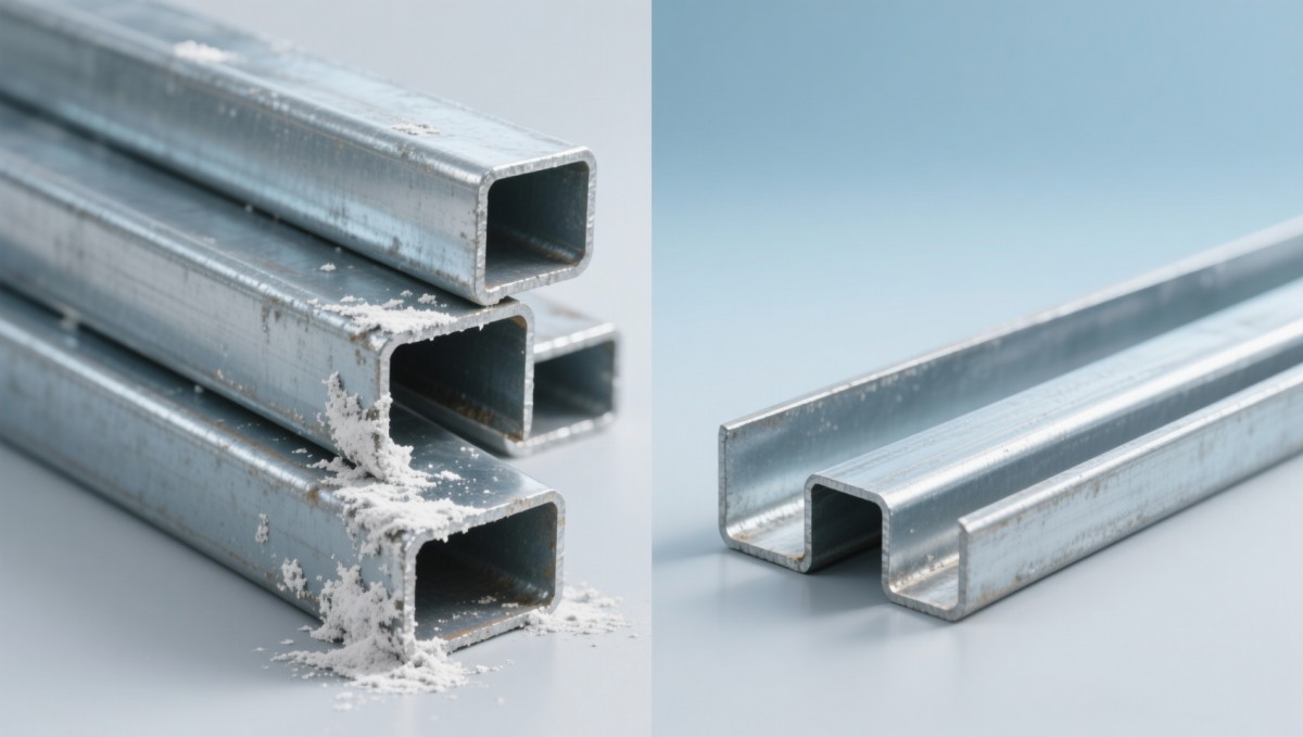 Galvanized iron angle in humid interiors: Does white rust form even without visible moisture? Ángulo de hierro galvanizado en interiores húmedos: ¿Se forma óxido blanco incluso sin humedad visible?
